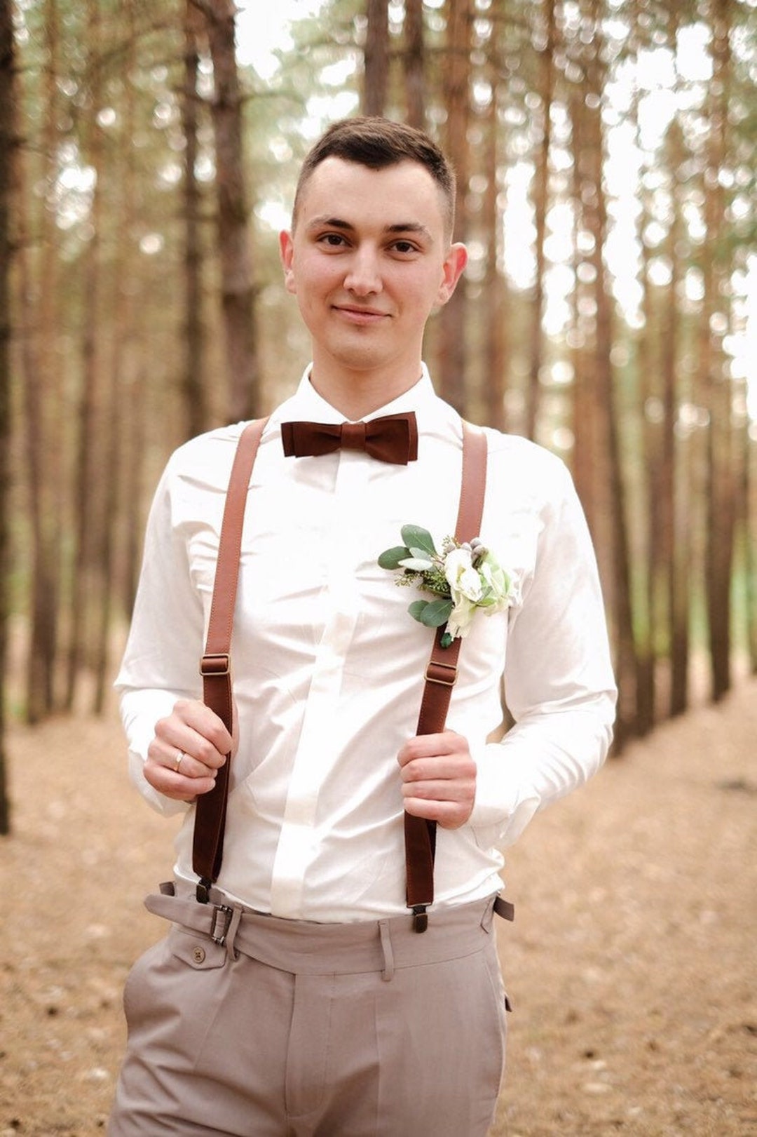 Leather Mens Suspenders Personalized, Wedding Suspenders for Groomsmen 