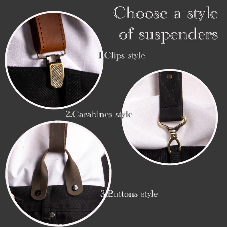 Leather brown suspenders for men Fast USA shipping 1-5 days image 4