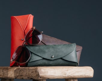 Leather sunglasses and glasses case personalized