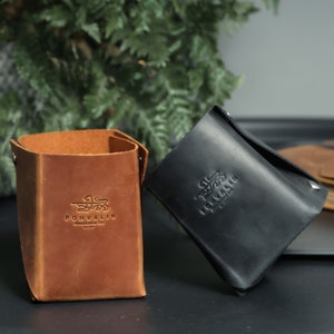 Leather pencil cup personalized