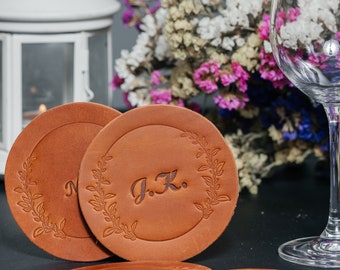 Personalized Leather Wedding Guest Favors, Custom Name Coasters, Reception Keepsakes, Bridal Shower Gift