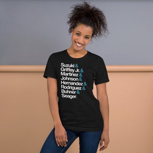 Seattle Mariners Players (Blue) Unisex t-shirt | 100% Combed and Ring-Spun Cotton, Pre-Shrunk | Baseball, Helvetica List