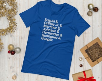 Seattle Mariners Players Tee / Helvetica List T-Shirt / Griffey Jr. / Suzuki / Martinez / Johnson / Hernandez / Rodriguez / Seager