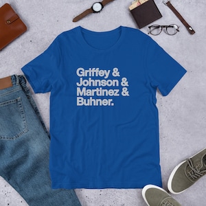 Seattle Mariners Players Tee / Helvetica List T-Shirt / Griffey / Johnson / Martinez / Buhner