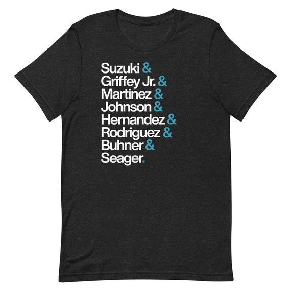 Seattle Mariners Players (Blue&) Unisex t-shirt | 100% Combed and Ring-Spun Cotton, Pre-Shrunk | Baseball, Helvetica List