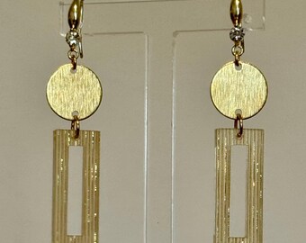 Everyday Style Gold Thread Casual Shimmer Modern Drop Hoop Fancy Formal Statement Birthday Prom Homecoming Bridesmaid Celebration Earrings