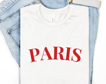 Red White "PARIS" T-Shirt – Stylish Red Text Graphic Tee for Fashion Lovers | Perfect for Casual Chic Outfits | Pair with Skirts & Sneakers