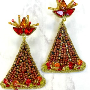 New Orleans Louisiana Bonfire Beaded Holiday Earrings