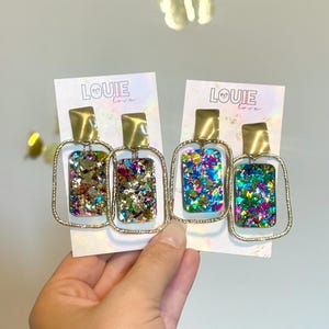 Chunky Glitter Acrylic Birthday Earrings Sparkling Celebration Jewelry Fun Perfect for Birthdays Special Occasions