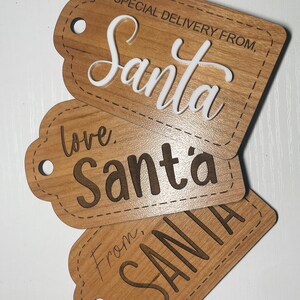 Wood & Acrylic Christmas &#39;From Santa&#39; Gift Tag