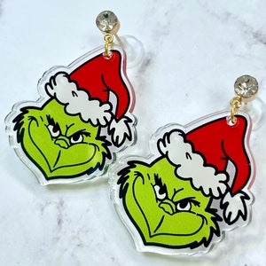Acryl Laser Print Weihnachtsgrinch Ohrringe