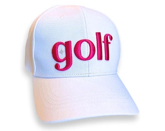 Women's Golf Hat White Ballcap with Pink Accent - Trendy Apparel for Woman, Adjustable Ball Cap, Women, Ladies Cute One Size Fits All Unisex