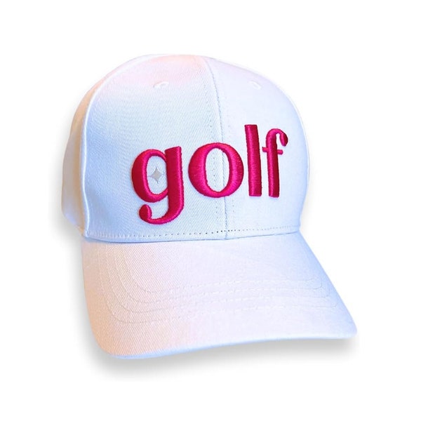 Women's Golf Hat White Ballcap with Pink Accent - Trendy Apparel for Woman, Adjustable Ball Cap, Women, Ladies Cute One Size Fits All Unisex