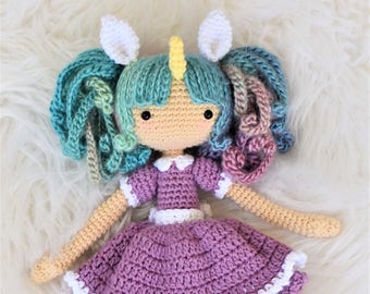 Zoe the Unicorn Girl Crochet Doll Pattern / Amigurumi / Photo Tutorial