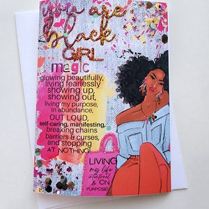 You Are Black Girl Magic! - Happy Birthday Card | Black Woman | African American | Melanin | Natural Hair | Black Girl Greetings
