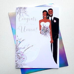 Congratulations On Your New Union! - Greeting Card | Couples | Black Newly Weds | Marriage | Black Love | New Union | Wedding | Black Art