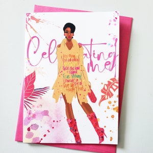 Celebrating Me - Self Affirmation Card | Black Woman | Empowerment Card | Recognizing Self for Where You Are & What You've Overcome | Card
