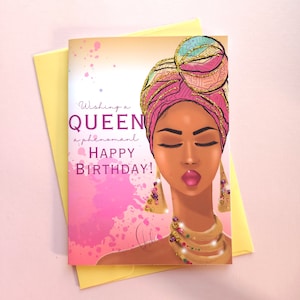 Wishing a Queen a Phenomenal Birthday - Greeting Card | Black Woman Birthday | Black Greeting Cards | Melanin | Personalization Card
