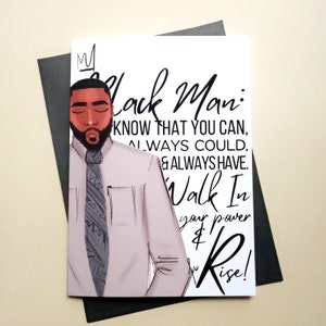 Black Man, You Can! - Lift Him Up Greeting Card | African American Man | Black Men Cards | Black Man Birthday | Just Because | Greeting Card