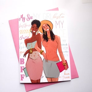 The Bestie Birthday Card - Best Friend | Sister | Happy Birthday | African American | Black Woman | Greeting Card by CRWND Illustrations