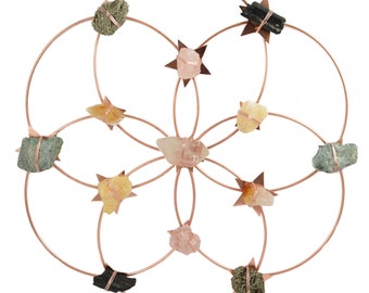 Flower Of Life Healing Crystal Grid - Rose Gold Rainbow - Ariana Ost