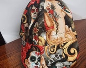 Custom 6 panel Skulls welders welding cap - hat - reversible six panel bikers - pin up girls - sugar skulls