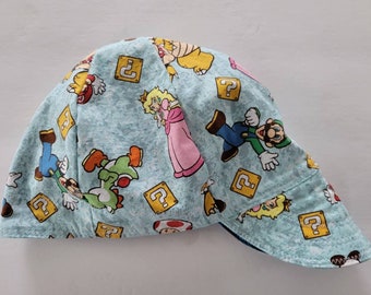 Ready to Ship - Medium - mario video game - welding cap - welders hat - reversible 6 panel - patterned - kromer - boiler maker