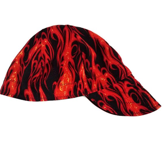 Handmade Welding Caps Welding Welder/'s Hat Orange Flames Lined Multi-Sized
