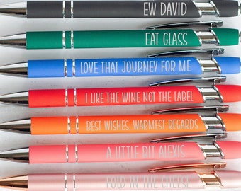 Schitts Creek Quote Pens, Sarcastic Daily Pen Set, Office Supplies, Adult Humor Pens, Weekday Pens, Back To School