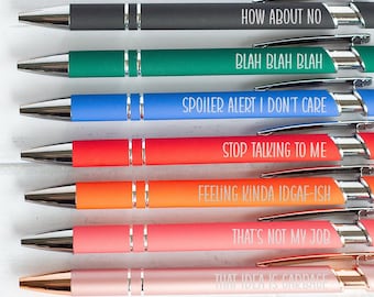 Funny Pen Set of 7, Sarcastic Daily Pen Set, Office Supplies, Adult Humor  Pens, Weekday Pens, Back to School 