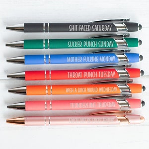 Sarcastic Weekly Sarcastic Pens,Ultimate Set of Engraved Pen for Sarcastic  Souls