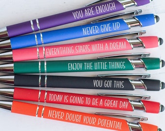 Inspirational Engraved Pen Set, Motivational Sayings, Office Gift
