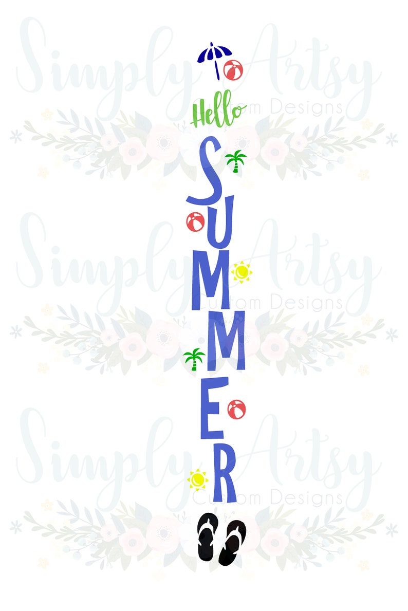 Download Vertical Hello Summer SVG | Etsy