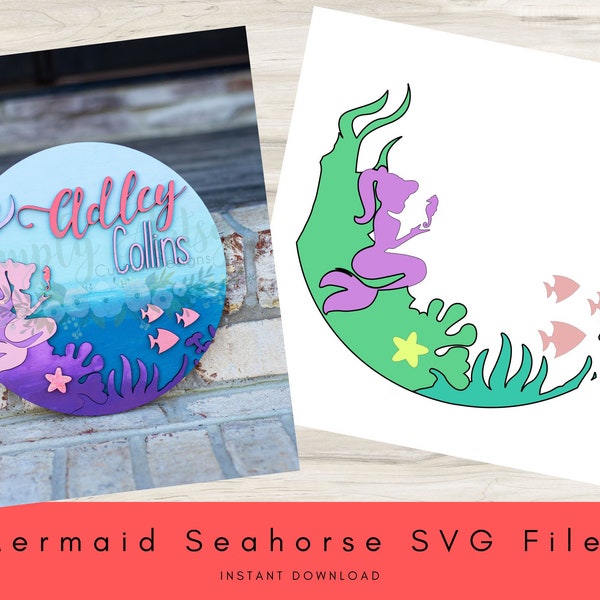 Mermaid Seahorse Laser Cut File