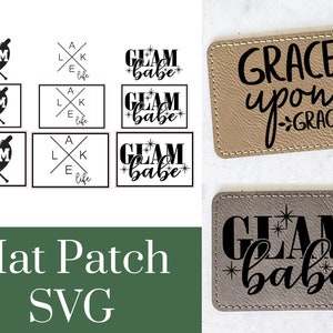 Laser Hat Patch SVG Designs, Faux Stitching, Laser Leather SVG Design, Glowforge Ready SVG,