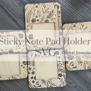 Sticky Note Pad Holder SVG, Laser Cut SVG File, Desk Note Pad Holder, Teacher Sticky Note Pad Holder, Flower Note Pad, Pennenhouder