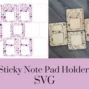 Floral Sticky Note Pad Holder SVG Laser Cut File (digital Download) - Etsy