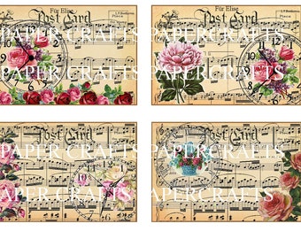 Collage floral cartes postales vintage Téléchargement instantané