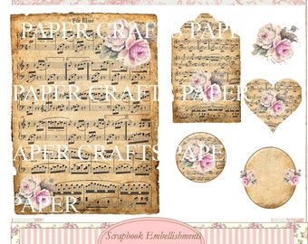 Folhas de colagem digital de gráficos musicais em PDF