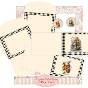 KIT digitale di cartoline e buste Alice nel Paese delle Meraviglie