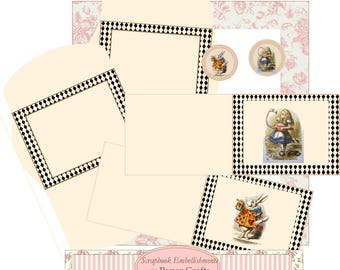 Kit numérique de cartes et enveloppes Alice au pays des merveilles