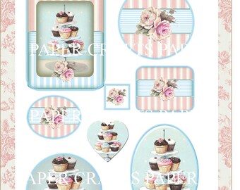Modèle de cupcakes en papier à coller - Téléchargement instantané PDF