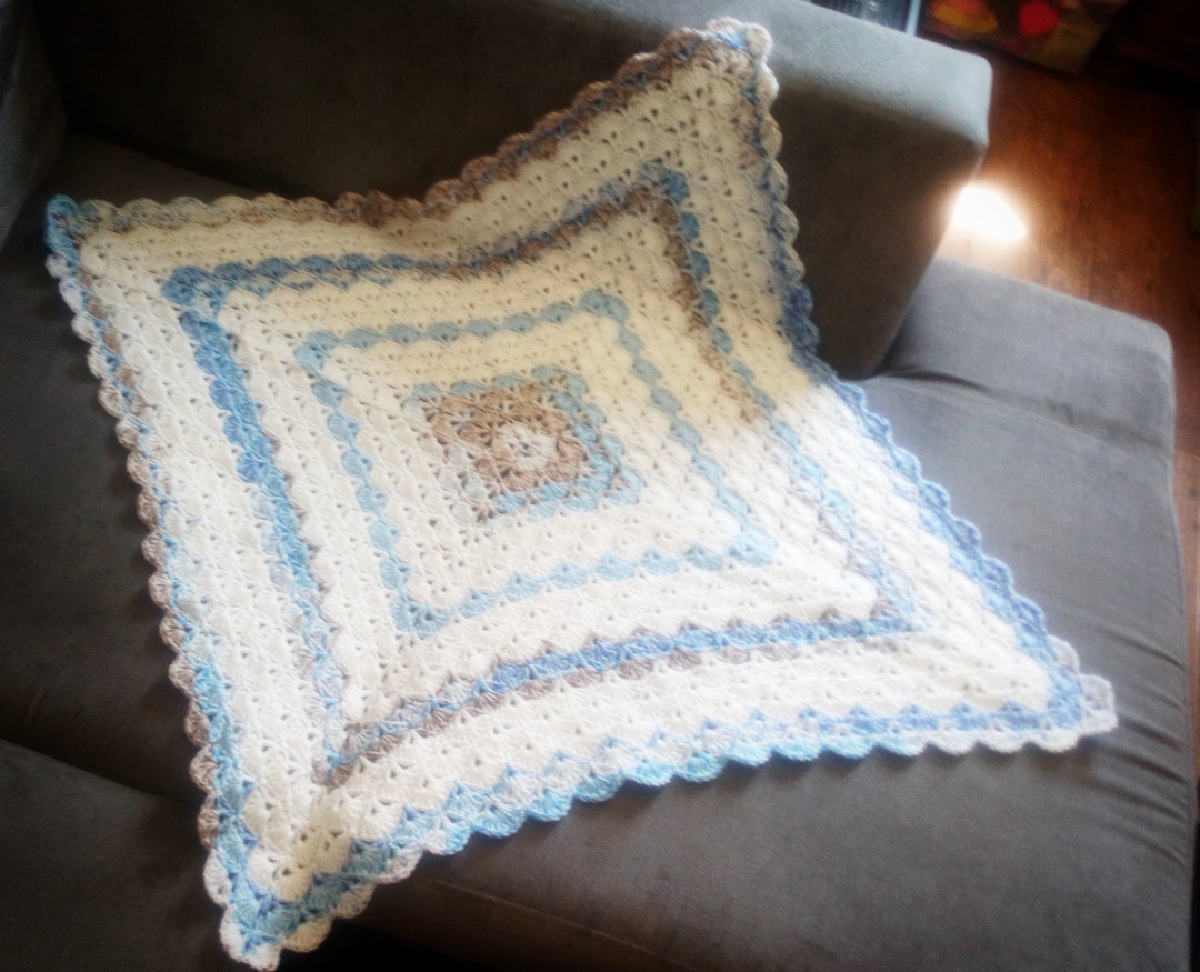 Retro Crochet Baby Blanket Shell Pattern Ideal for Use as a Etsy