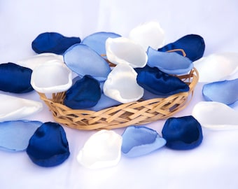 Navy Blue Rose Petals, Sky Blue Petals, Ivory Rose Petals Wedding Decoration, Shades of blue decor, Flower Girl Petals, Bridal Shower Decor