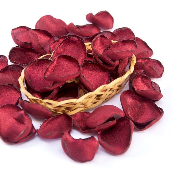 Marsala Maroon Satin Rose Petals, Wine red flower petals, Burgundy Wedding decor, Table decor, Flower Girl baske, Alternative wedding