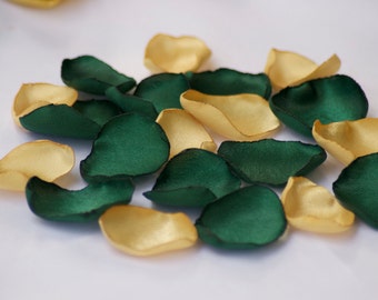 Emerald Green & Gold Rose Petals, Hunter Green, Gold Wedding Decor, Table decor, Flower Girl Petals, Bridal Shower decor, Toss Petals.