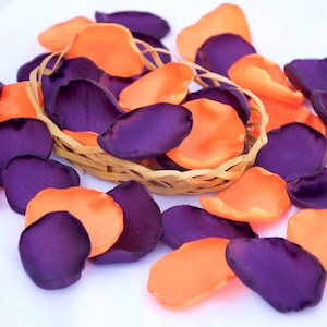 Plum Orange Wedding decor/Purple Orange Fake Petal/Tangerine Wedding/Plum Table Scatter/Flower Girl Petals/Baby Shower/Bridal Shower