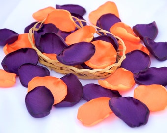 Plum Orange Wedding decor/Purple Orange Fake Petal/Tangerine Wedding/Plum Table Scatter/Flower Girl Petals/Baby Shower/Bridal Shower