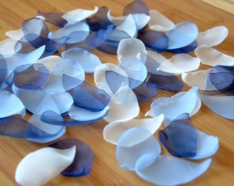 Navy Blue, Aqua Blue, Ivory Rose Petals/Shades of Blue/Bridal Shower decor/Baby Shower/Mixed rose petals/ Flower Girl Basket/Scatter petals