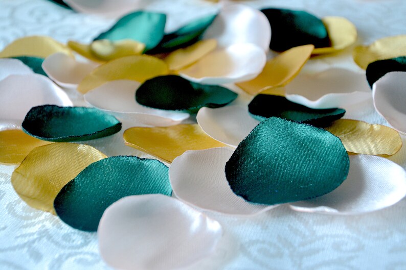 Emerald Gold Blush Rose Petals Hunter Green Wedding Dark Etsy